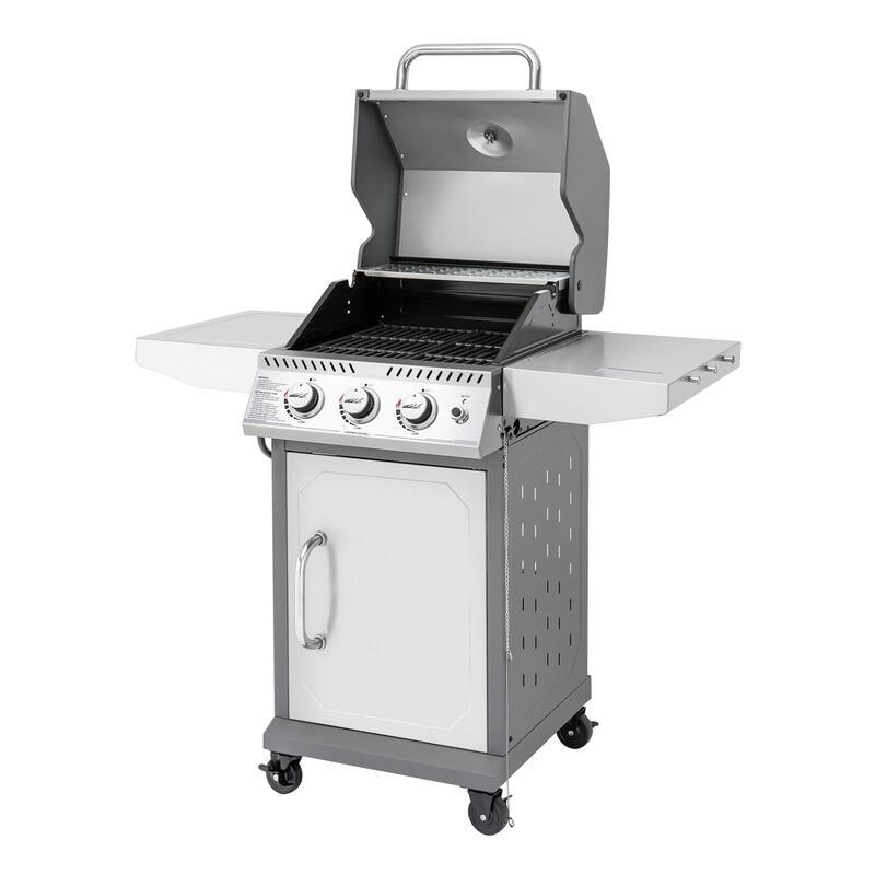 Royal Gourmet Stainless Steel 3-Burner Gas Grill with Side Tables