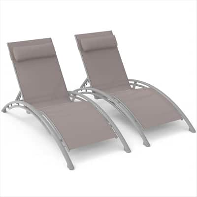 GDFStudio - Noah Adjustable Outdoor Chaise Lounge Patio Recliner Chair Set of 2