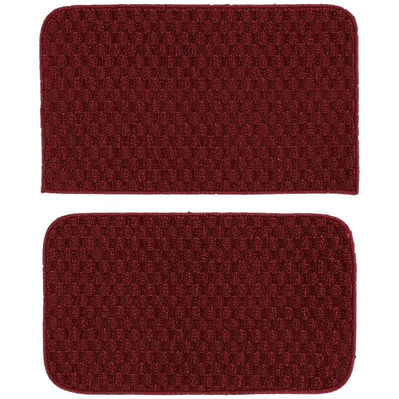 Garland Rug Town Solid Checkered Durable Kitchen/ Door Mat Accent Rug - 18" x 28" - Chili