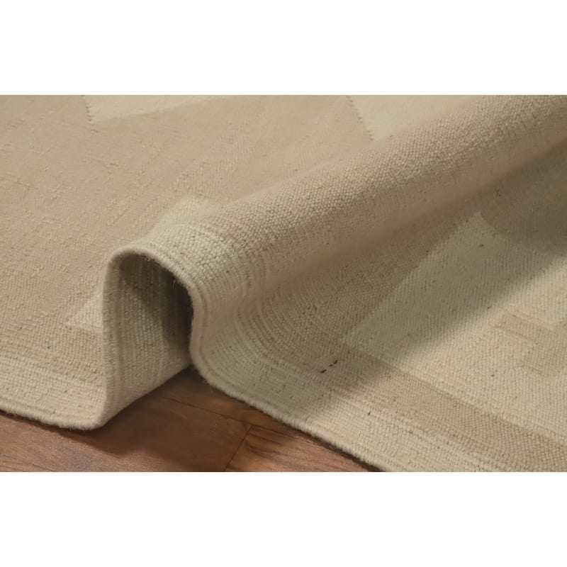 Hand Woven Southwestern Wool Beige Geometric Area Rug - 9' 10'' X 8' 5''