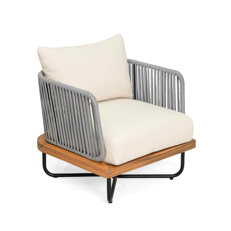 Christopher Knight Home - Emerson Coastal Acacia Wood Outdoor Chair with Cushions