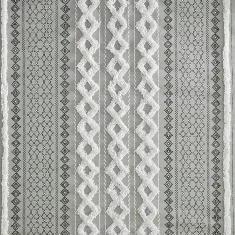INK+IVY Imani Cotton Printed Shower Curtain with Chenille