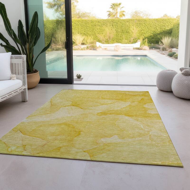 Dax Modern Art-Inspired Weather Resistant Blended Style Outdoor Rug