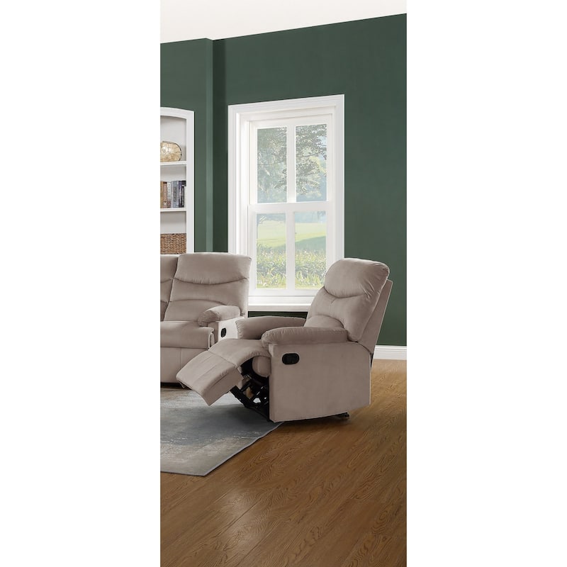 Luxurious Velvet Blush Pink Color 1pc Motion Recliner Chair Couch Manual Motion Plush Armrest Living Room Furniture Chair