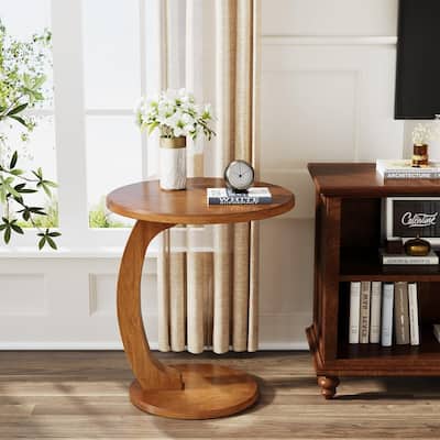 18.9" C-Shaped Round End Table Small Sofa Side Table