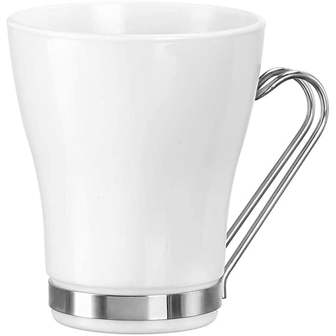 Bormioli Rocco Aromateca Opal Glass Cappuccino Cup w/ Steel Handle Set of 4 - 7.5 oz.