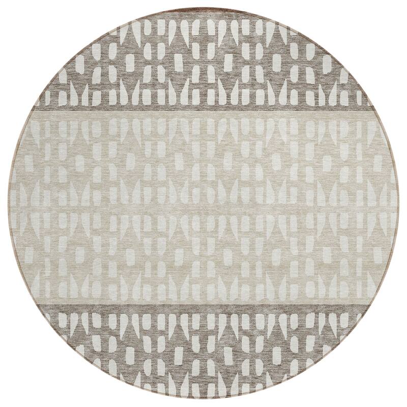 Machine Washable Indoor/ Outdoor Stripe Geo Chantille Rug