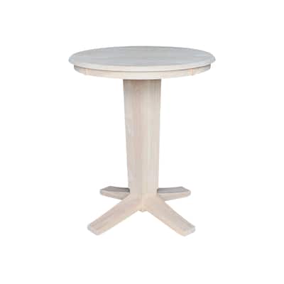 30 in Solid Wood Round Top Counter Height Pedestal Dining Table