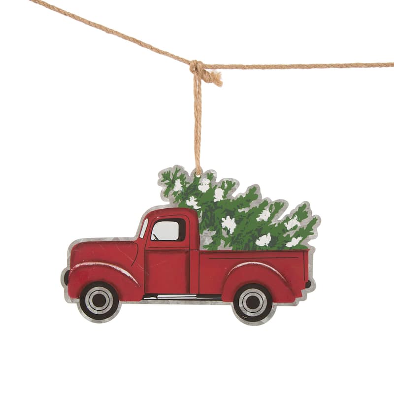 Glitzhome Set of 2 6'L Metal Christmas Tree in Truck Garlands