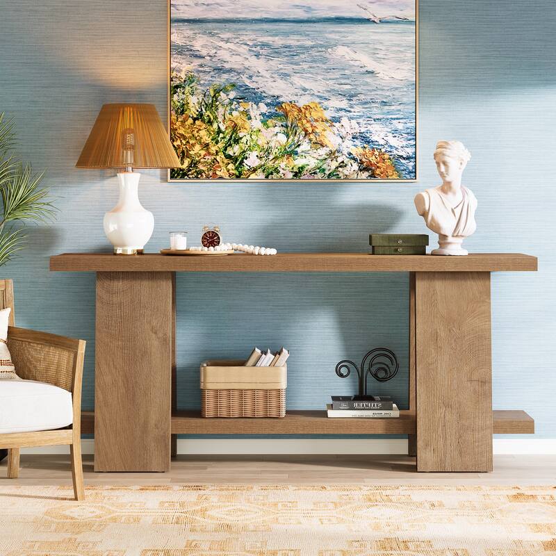 70.8 Inches Large Console Table with Storage Shelf for Entryway
