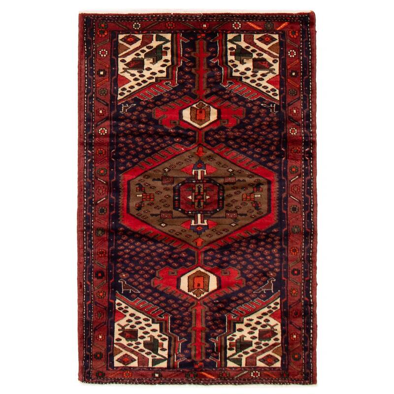 ECARPETGALLERY Hand-knotted Anadol Navy Wool Rug - 4'1 x 6'5 - Dark Navy - 4'1 x 6'5