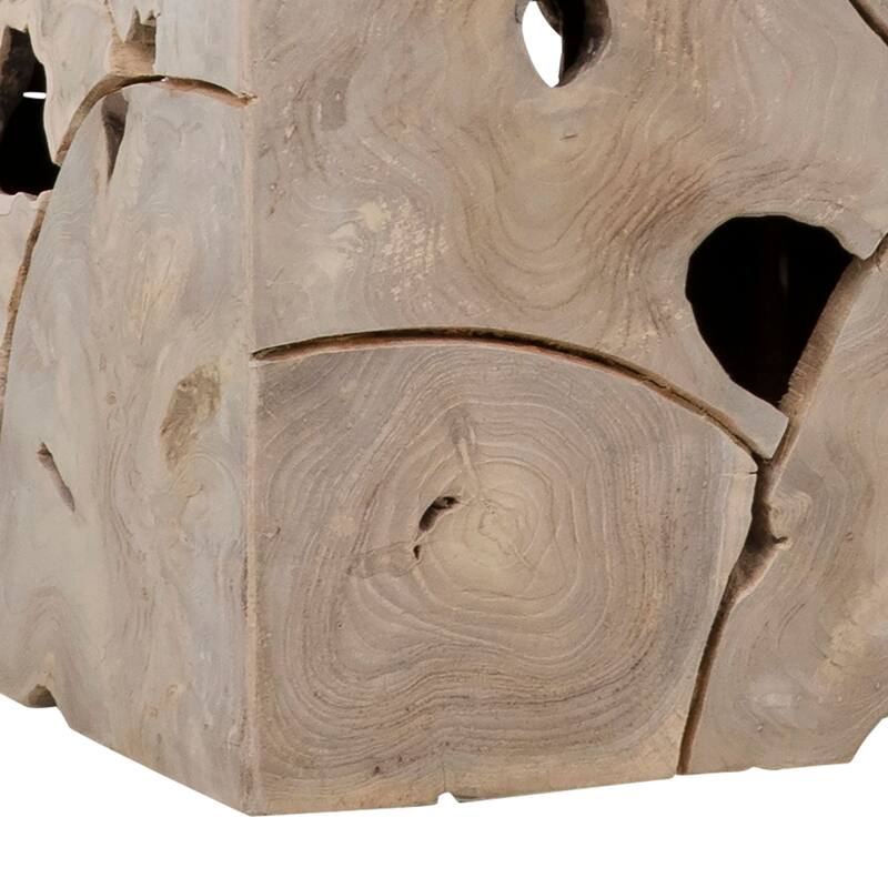 Scarlett Square Root Block Style End Table, Bleached Teak