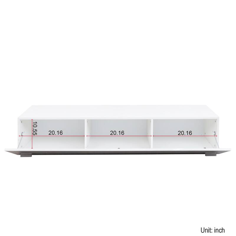 63 Inch White High Gloss TV Stand with Storage, Wooden Media Console Table with Cabinet Living Room Entertainment Center