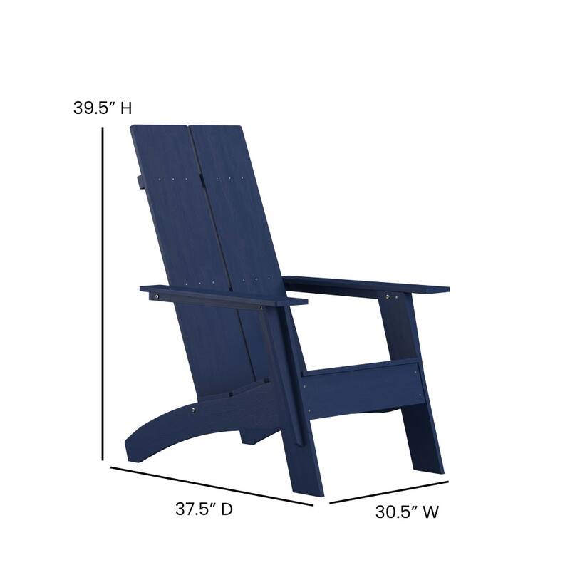 Modern All-Weather Dual Slat Adirondack Style Chair with Footrest
