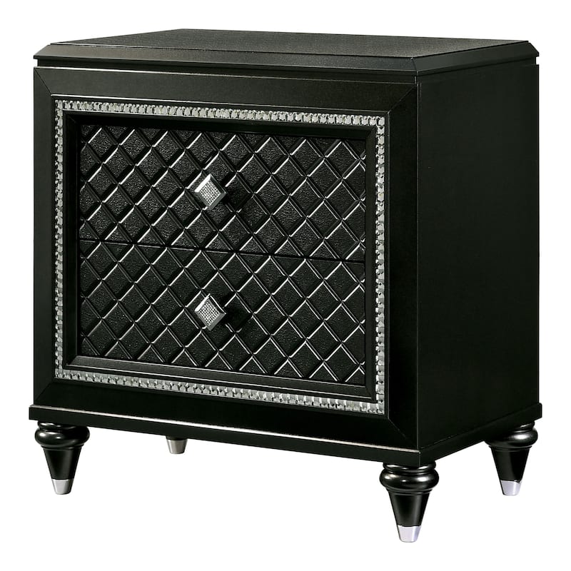 Bejo Glam Grey Wood Diamond Mirror Trim 2-Drawer Nightstand by Furniture of America