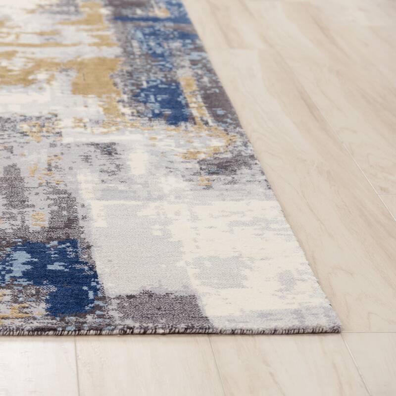 Alora Decor Belice Transitional Blue/Multi Wool/Tencel Blend Area Rug
