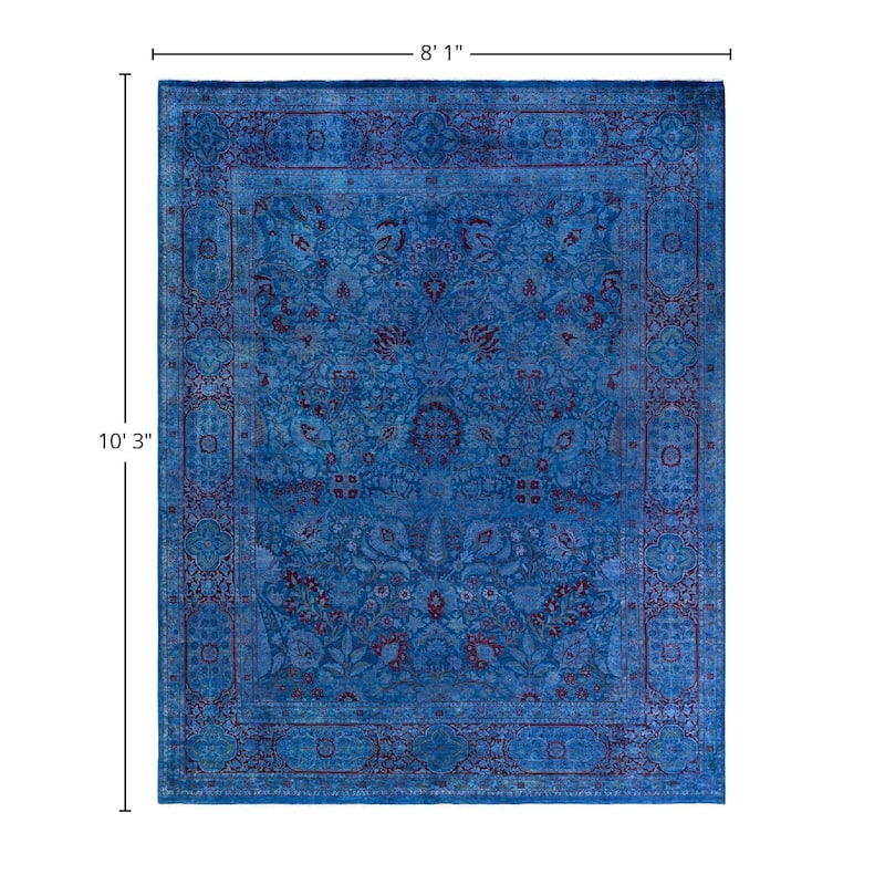 Fine Vibrance One-of-a-Kind Hand-Knotted Area Rug - Blue, 8' 1" x 10' 3" - 8' 1" x 10' 3"
