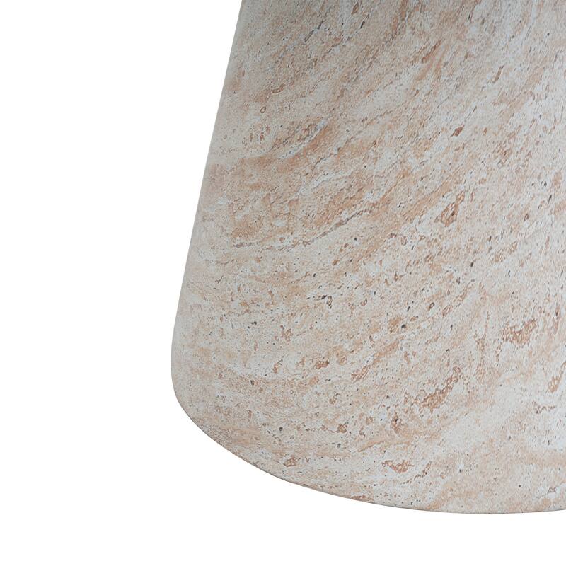 Outdoor Indoor Lightweight Concrete Side Table, Travertine Finish - 20.72