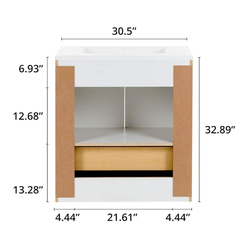Spring Mill Cabinets Emlyn 30.5" Bathroom Vanity With Drawer and White Sink Top