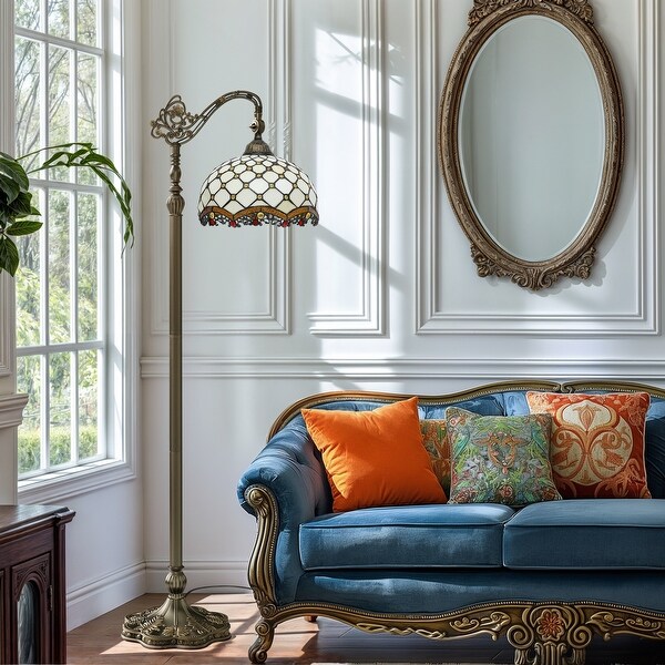 Moasis Tiffany Floor Lamp with Stained Glass Shade Flexible Gooseneck and Foot Switch On Sale Bed Bath Beyond 42284917