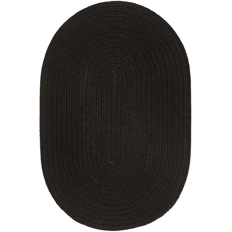 Rhody Rug Madeira Indoor/ Outdoor Braided Rounded Area Rug - Black - 8' x 11' Oval