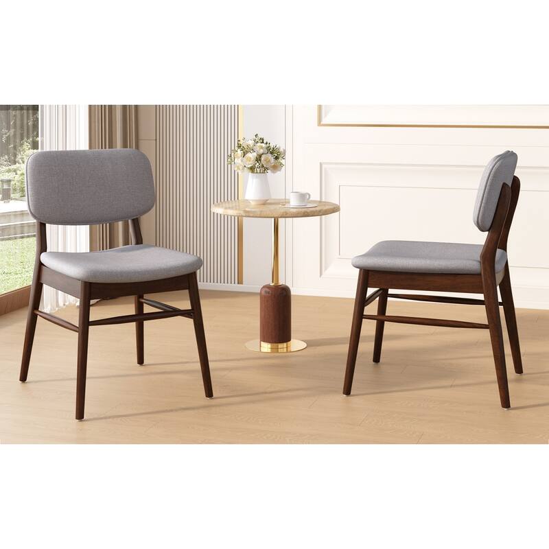 Roomfitters Mid-Century Upholstered Dining Chairs with Rubberwood Frame, Set of 2
