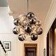 preview thumbnail 5 of 10, 12-Light Modern Globe Glass Kitchen Island Pendant Sputnik Chandelier with Black Smoke Glass Globe - W24"