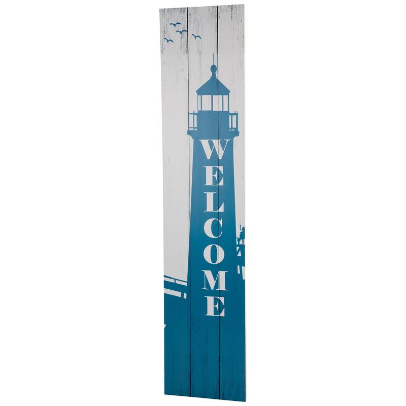 35.75" Weathered Lighthouse "Welcome" Wall Sign - 75"