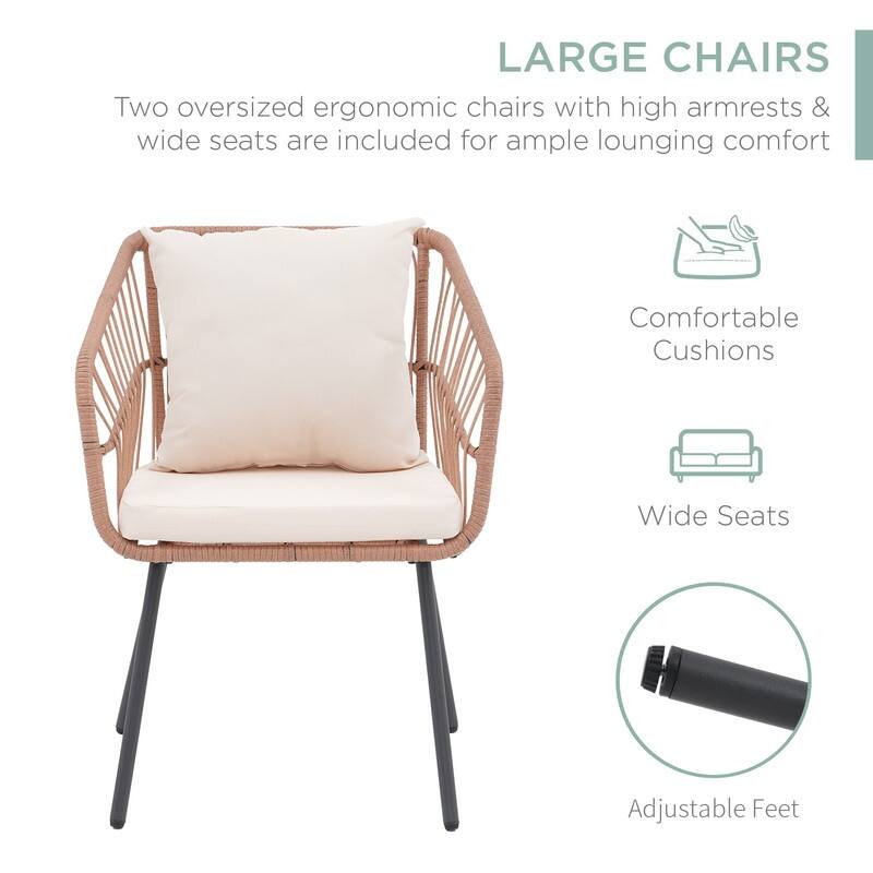 White 3-Piece Wicker Patio Set