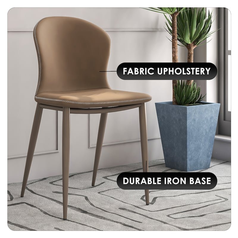 Mosaic Modern Fabric Upholstered Dining Chair with Curved Back, Diamond Stitching, Metal Legs for Home, Hotels, Restaurants