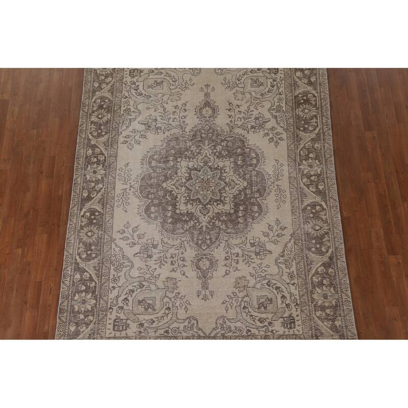 Antique Distressed Tabriz Persian Rug Handmade Wool Carpet - 6'5" x 9'3"