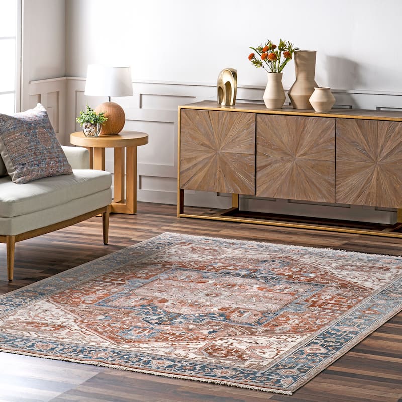 Nuloom Camila Faded Medallion Fringe Area Rug