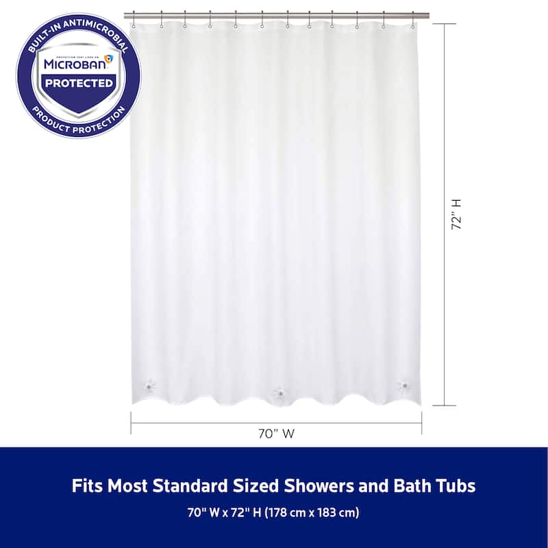 Kenney Microban Protected Heavyweight PEVA Shower Liner, 70" W x 72" H
