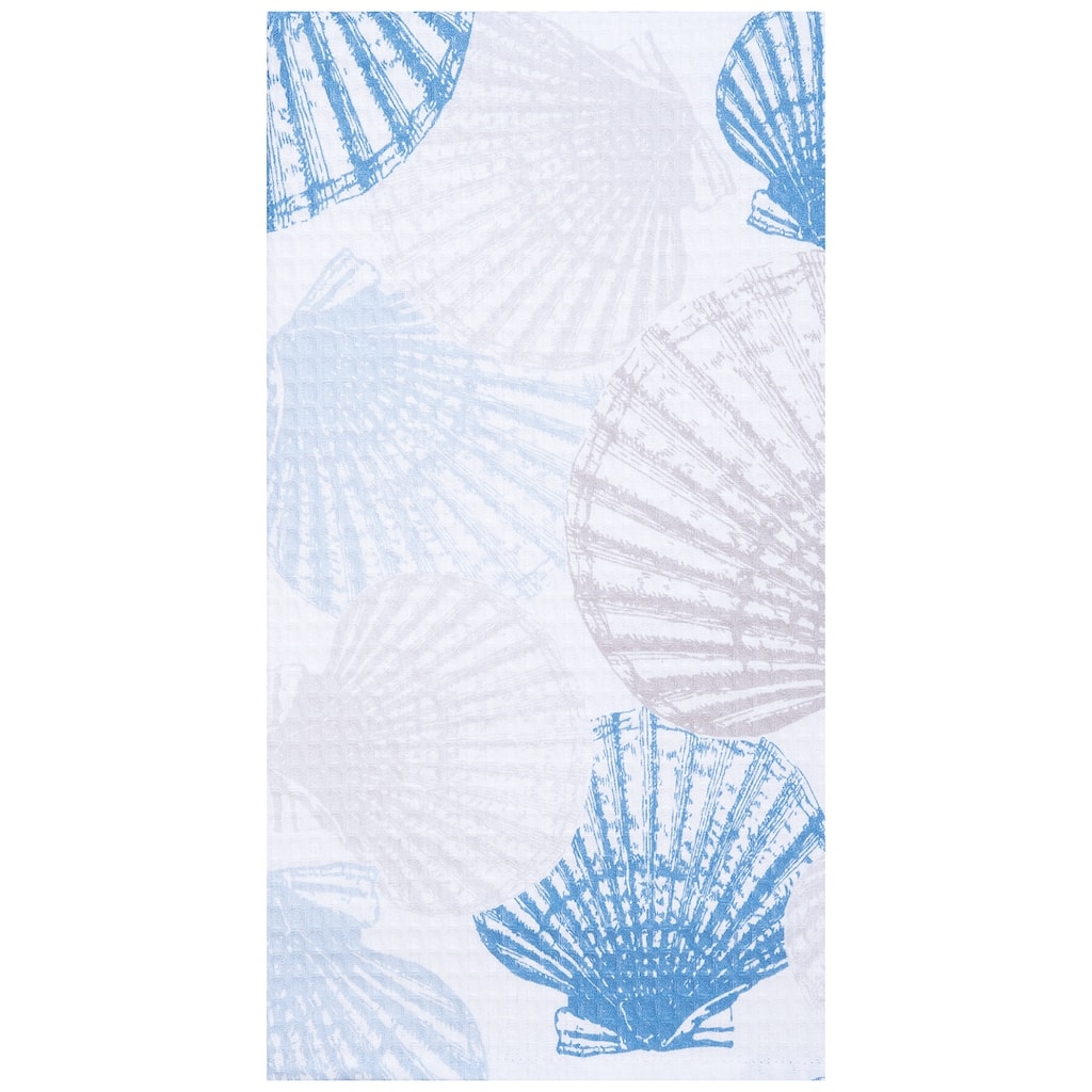 27" x 18" Scallop Shells Kitchen and Bathroom Graphic Print Hand Towel - Blue
