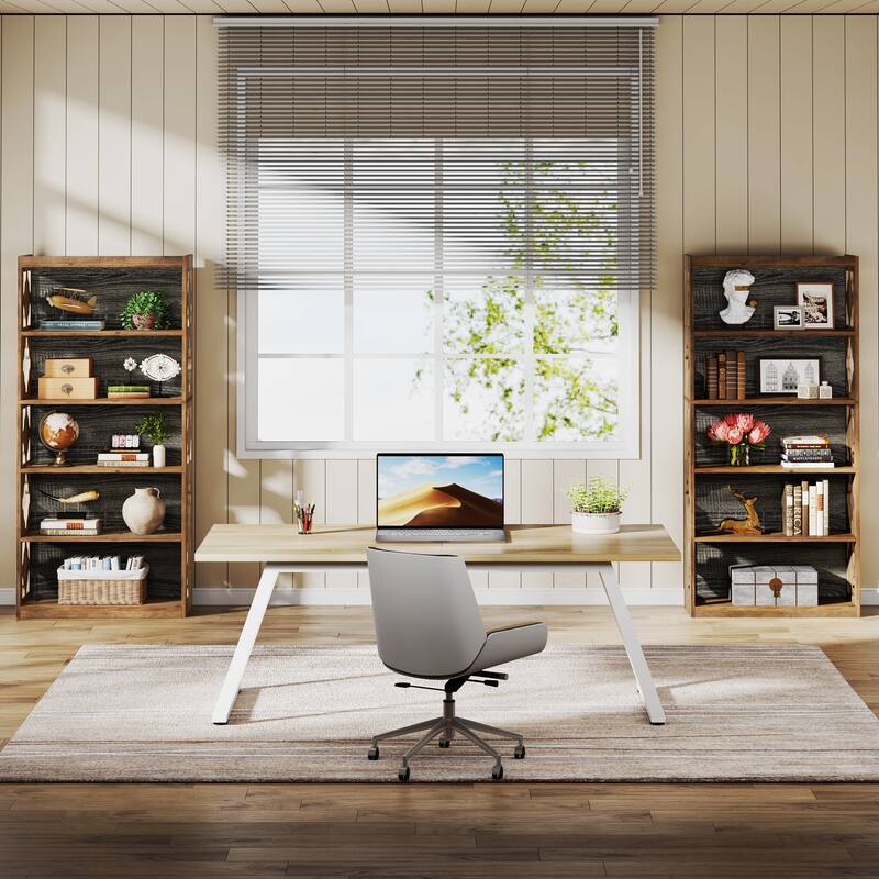 6-Tier Bookcase, 70-Inch Tall Freestanding Bookshelf with Hollow Patterns