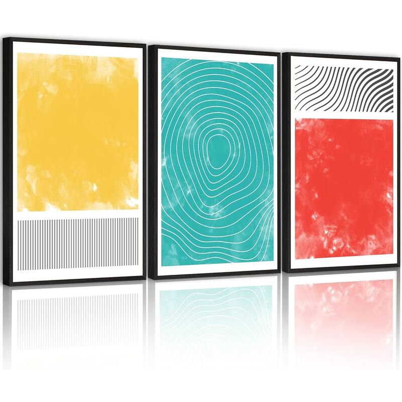 Minimalist Abstract Framed Wall Art Modern Colorful Line - 11 x 14