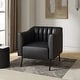 preview thumbnail 4 of 43, Alfons Industrial Leather Chair with Channel Tufting and Metal Leg by HULALA HOME Black