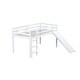 preview thumbnail 11 of 17, White Wood Twin Loft Bed Kids Bed with Slide and Underbed Space