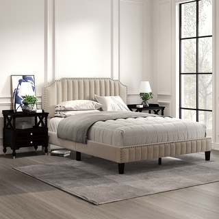 House Of Hampton® 3-Pieces Bedroom Sets,Queen Upholstered Platform Bed With Led Lights And Two Nightstands W112960571