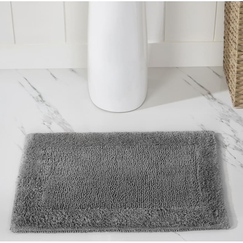 Better Trends Bath Rugs 100% Cotton Tufted Soft & Water Absorbent Bathroom Rug for Shower, Sink Bath Mats Edge Collection - 17" x 24" Rectangle - Gray