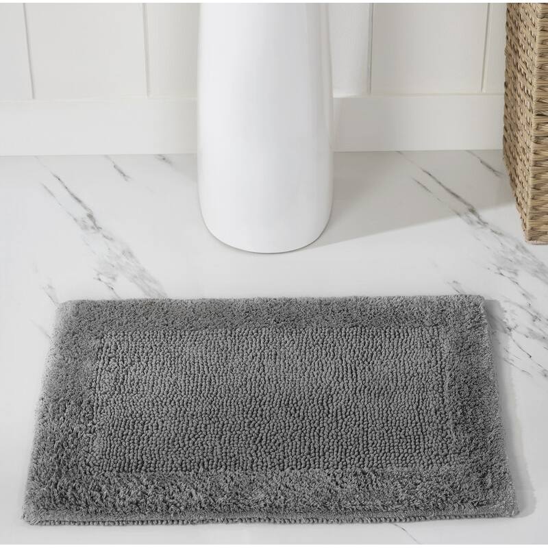 Better Trends Bath Rugs Set 100% Cotton Tufted Soft Water Absorbent Bathroom Rug for Shower, Sink Bath Mats Edge Collection - 2 Piece Set (17" x 24" | 24" x 40") - Gray