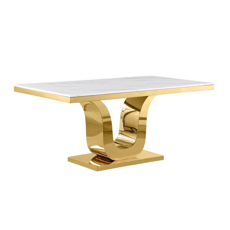 Best Quality Furniture D320-SC334-7 Dining Set with 66" White Marble Top