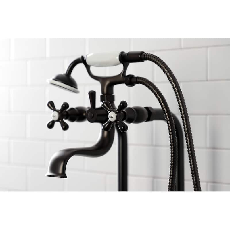 Kingston Brass Freestanding Clawfoot Tub Faucet Package with Supply Line in Matte Black