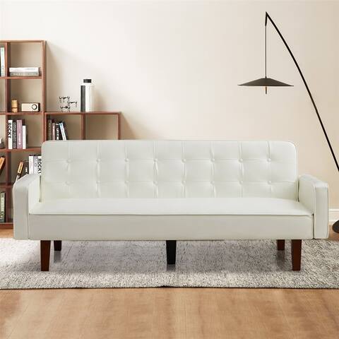 Sofa Bed Couch Faux Leather Loveseat Sofa Convertible Modern Futon Couch Small Sleeper Futons Bed