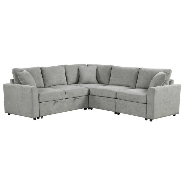 L-shape Sectional Lazy Corner Recliner Sofa w/ Pull Out Couch