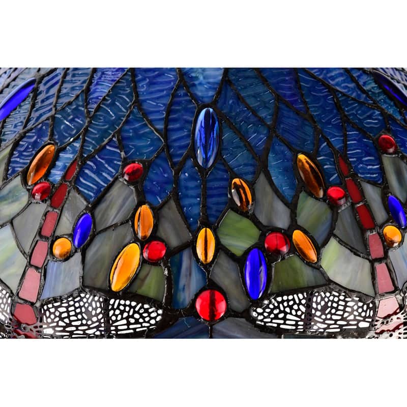 Copper Grove Simeonov Tiffany-style Blue Dragonfly Floor Lamp