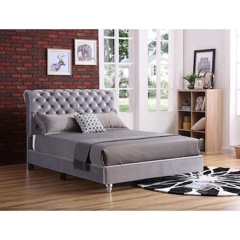 Glory Furniture Maxx G1936-FB-UP Tufted Upholstered Bed , BLACK Velvet