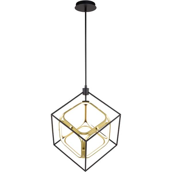 slide 2 of 11, Vaxcel Lighting P0413 24" Wide LED Suspension Pendant Matte Black and gold