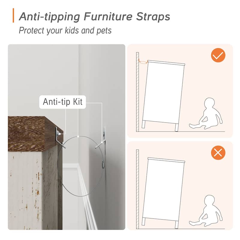 Farmhouse Sideboard with Glass Door, Buffet & cabinet for Kitchen