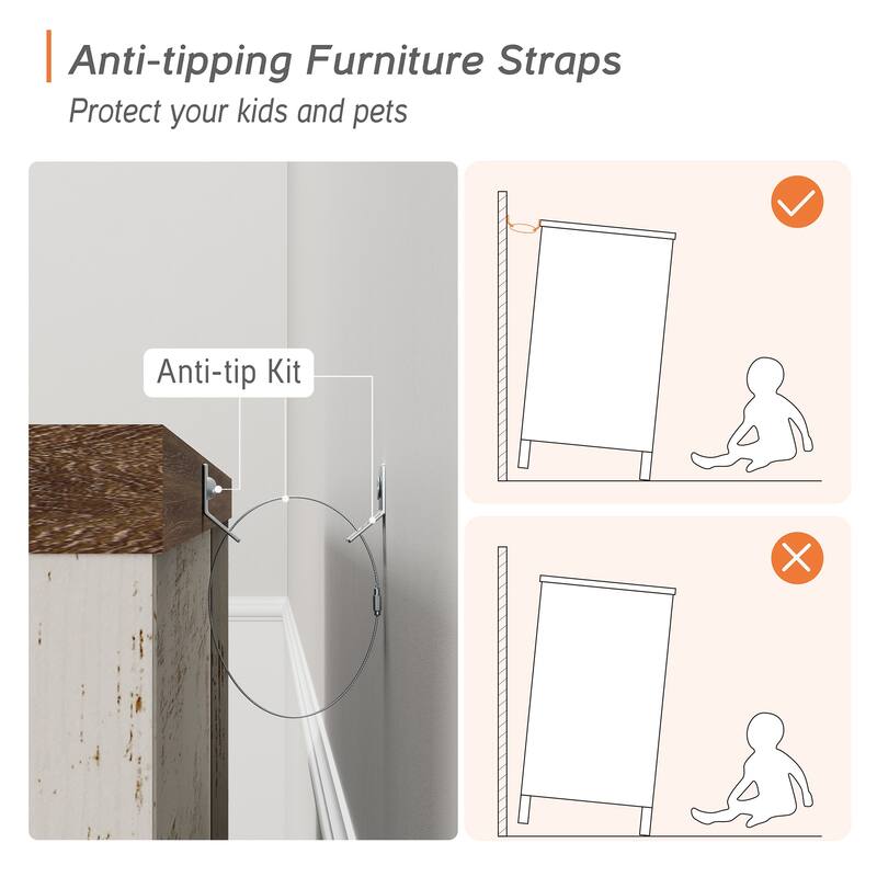 Farmhouse TV Stand for 65 Inch TV, Wood Console Table with Glass Door